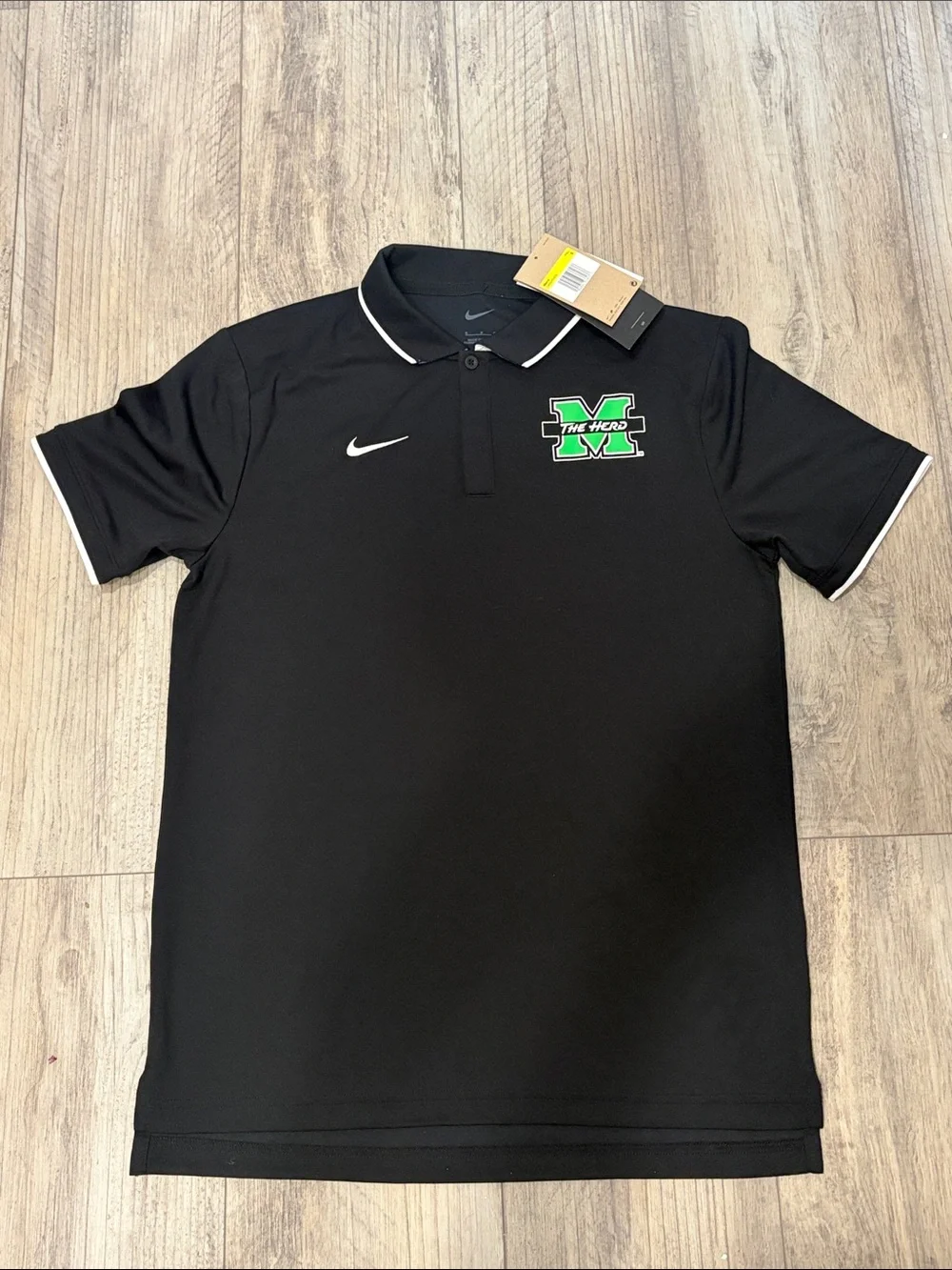 Black Marshall Thundering Herd Nike Polo